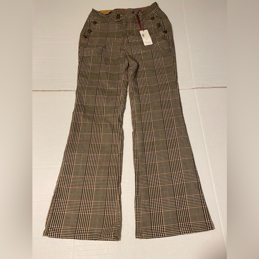 Sabrina Lauren size 8 women’s Perfect Fit plaid flare soft stretch pants NEW